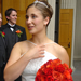  Andrea on the steps of St. Mary's with her elegant dress and bouquet.